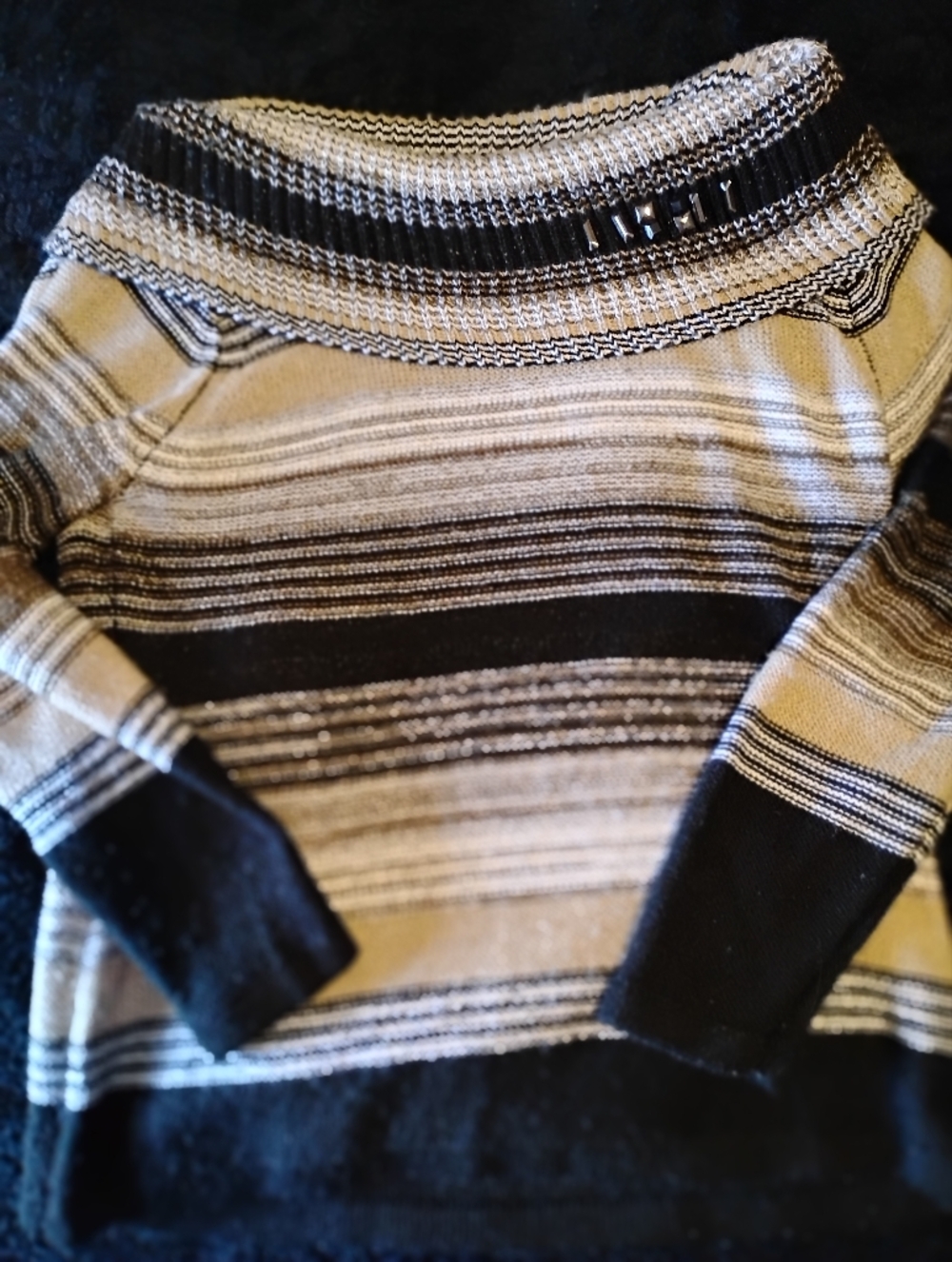 Striped Crewneck Sweater - Black & Cream